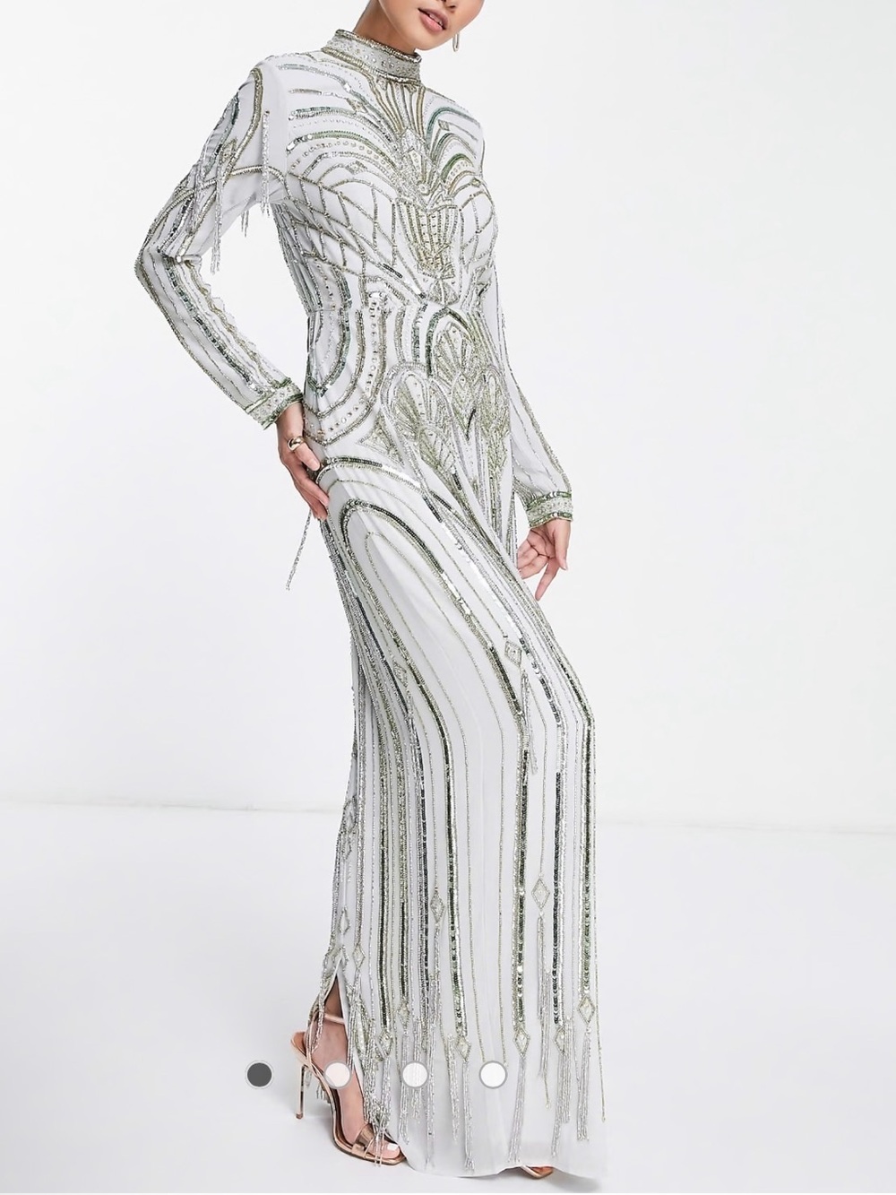 ASOS White Maxi Dress with Silver Beaded Detail